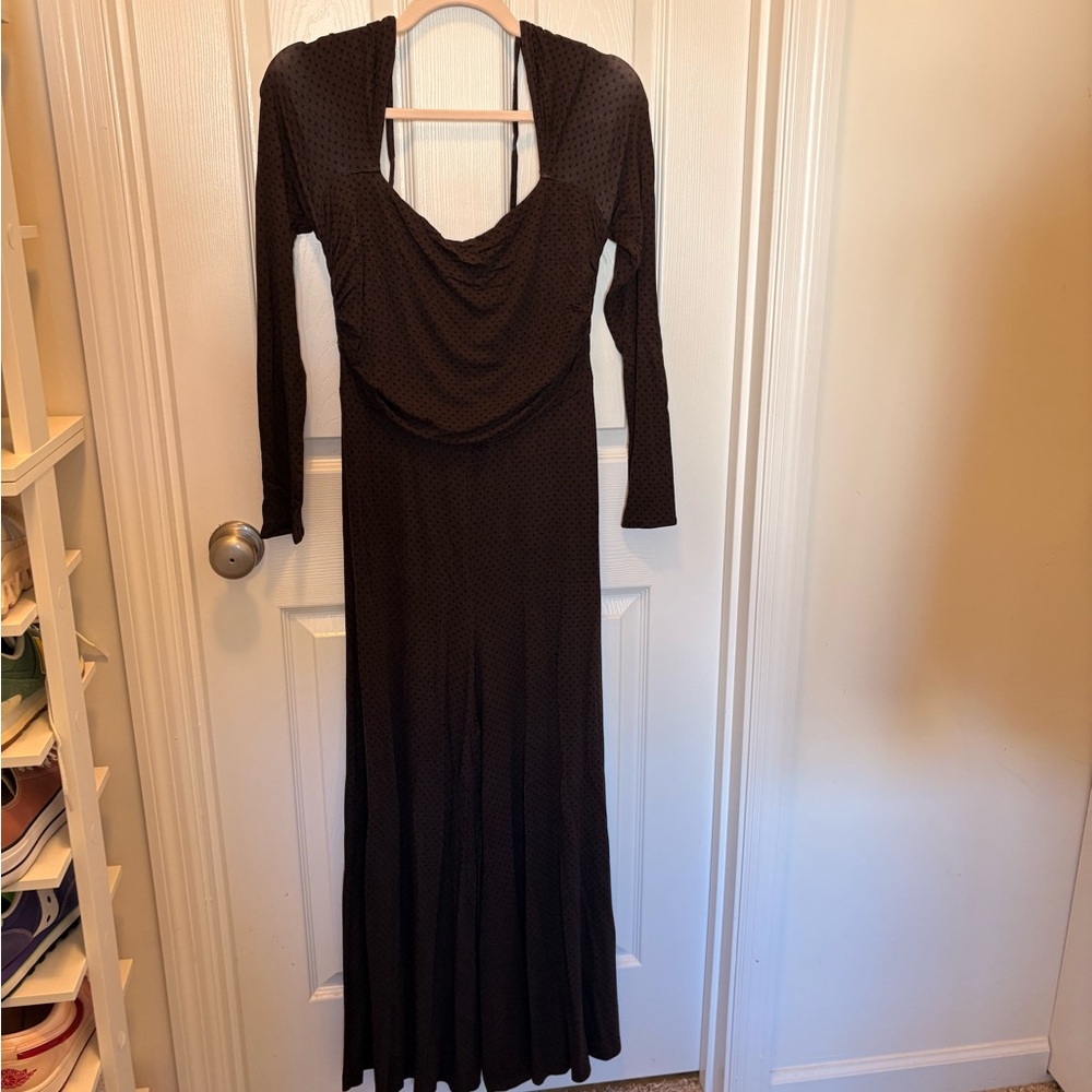 FREE PEOPLE brown polka dot jumper. NWT